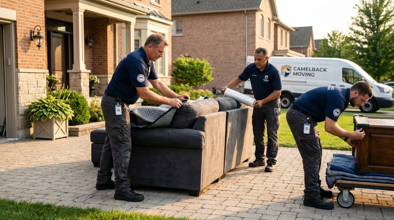 Large estate moving crew wrapping furniture in Tilden, TX
